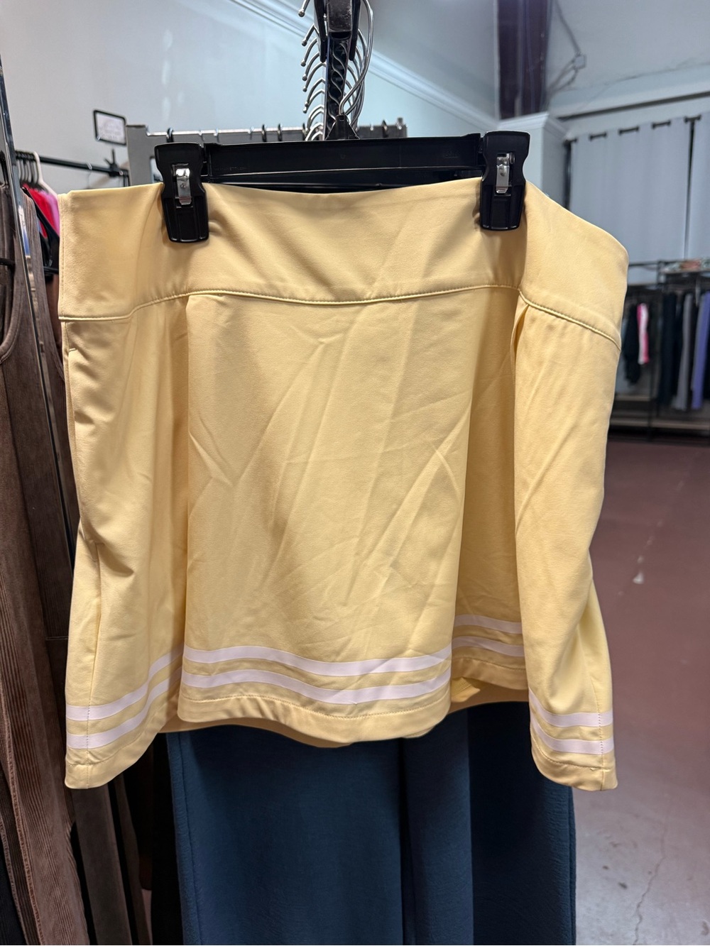 CALIA by Carrie Underwood Light Yellow Circle Skirt with White Stripes